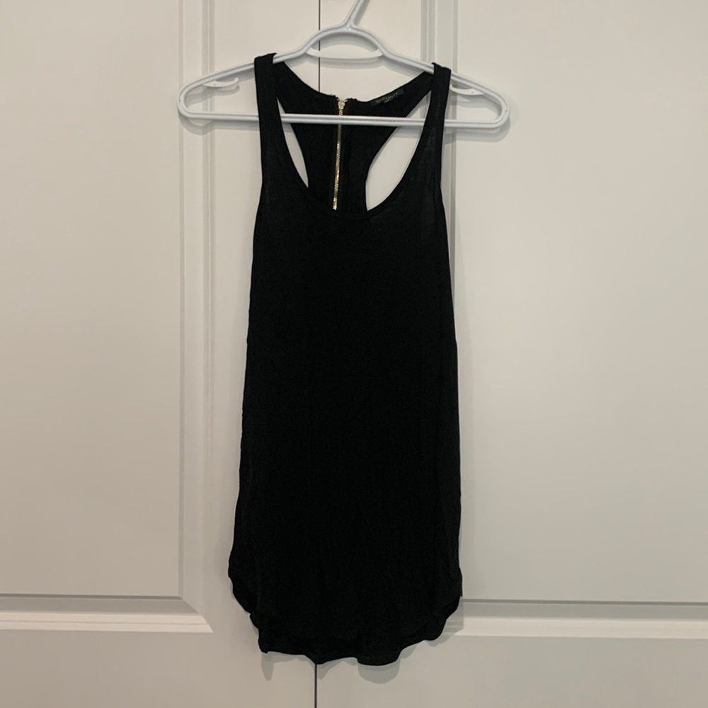 Dynamite Like New Black Racer Back With Gold Zipper Design Tank Top
